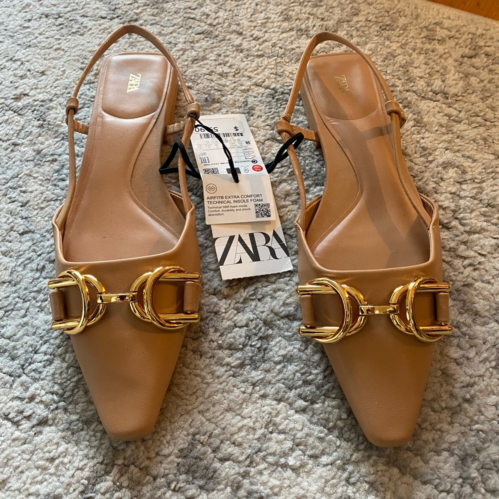 Zara sling-back flats, NWT